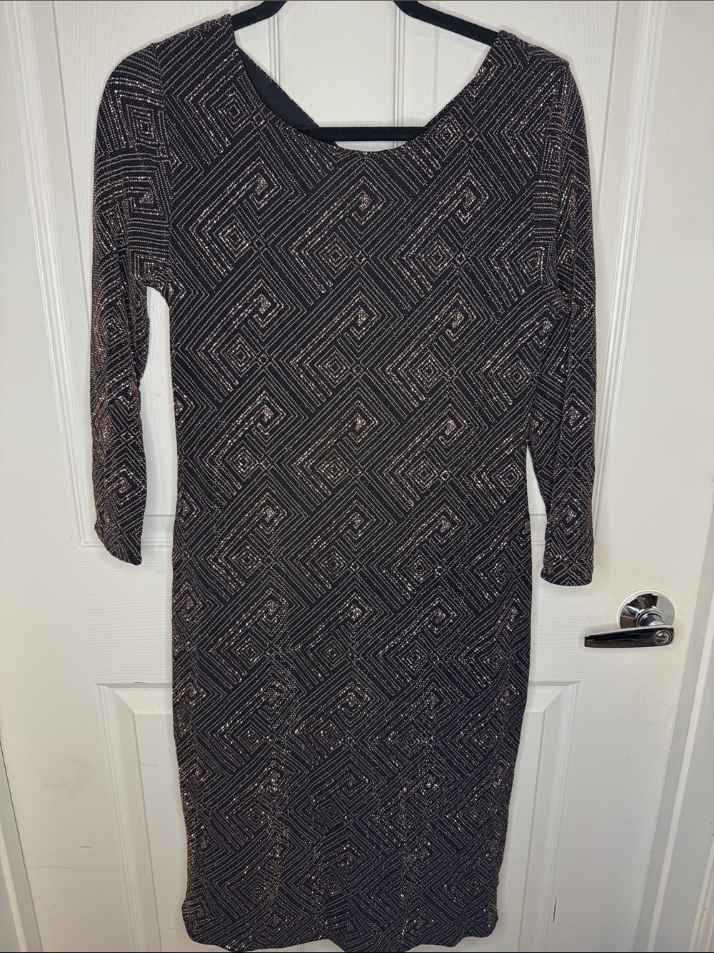 Monroe & Main Black Dress with Metallic Geometric Sparkle